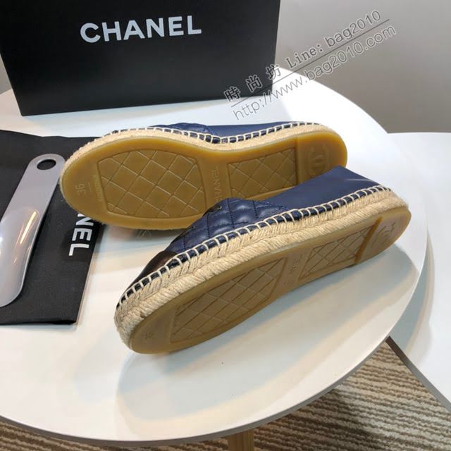 Chanel女鞋 香奈兒頂級版本漁夫鞋 蘭皮黑皮標  naq1105
